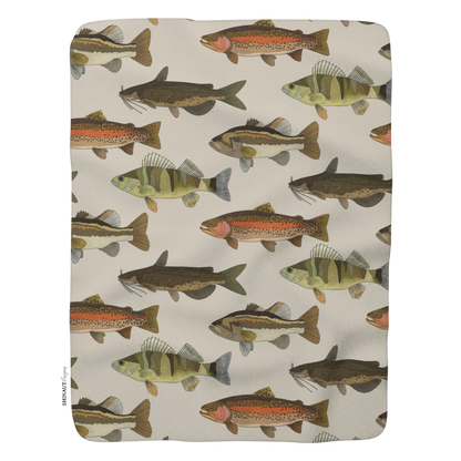 River & Lake freshwater fish sherpa blanket front