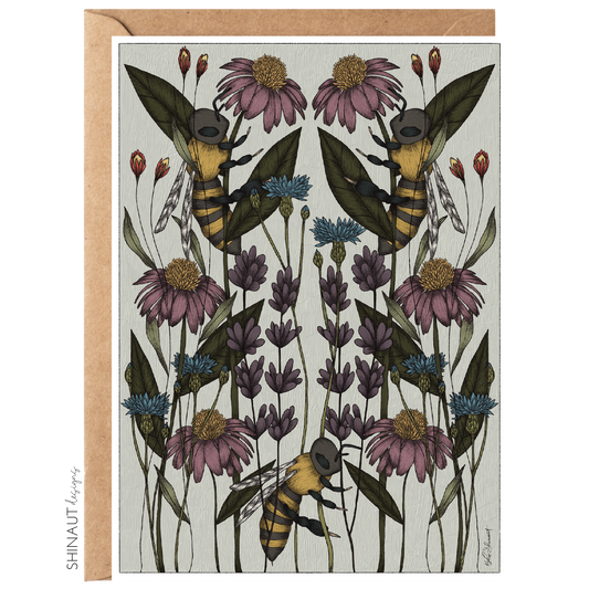 Bee Garden Nouveau Greeting Card