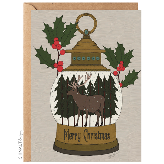 Reindeer Snowglobe Greeting Card