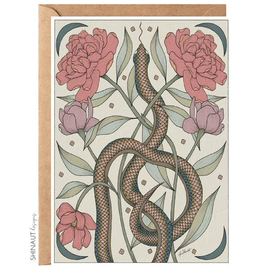 Garden Snake Nouveau Greeting Card