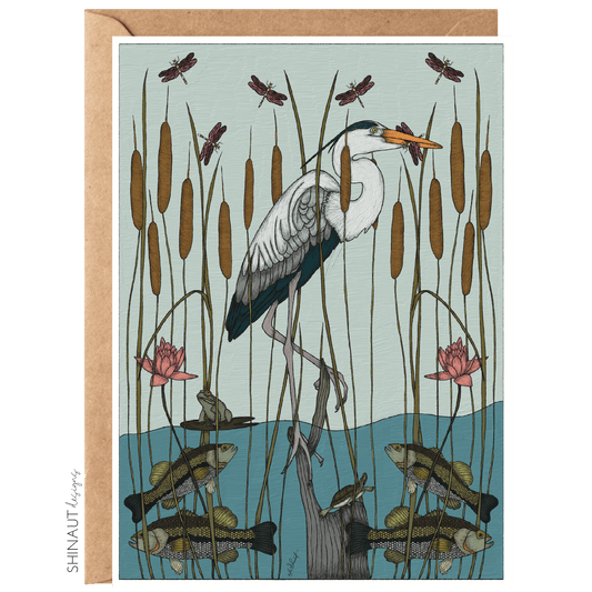 Great Blue Heron Nouveau Greeting Card
