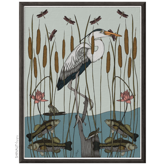 Great Blue Heron Nouveau Art Print