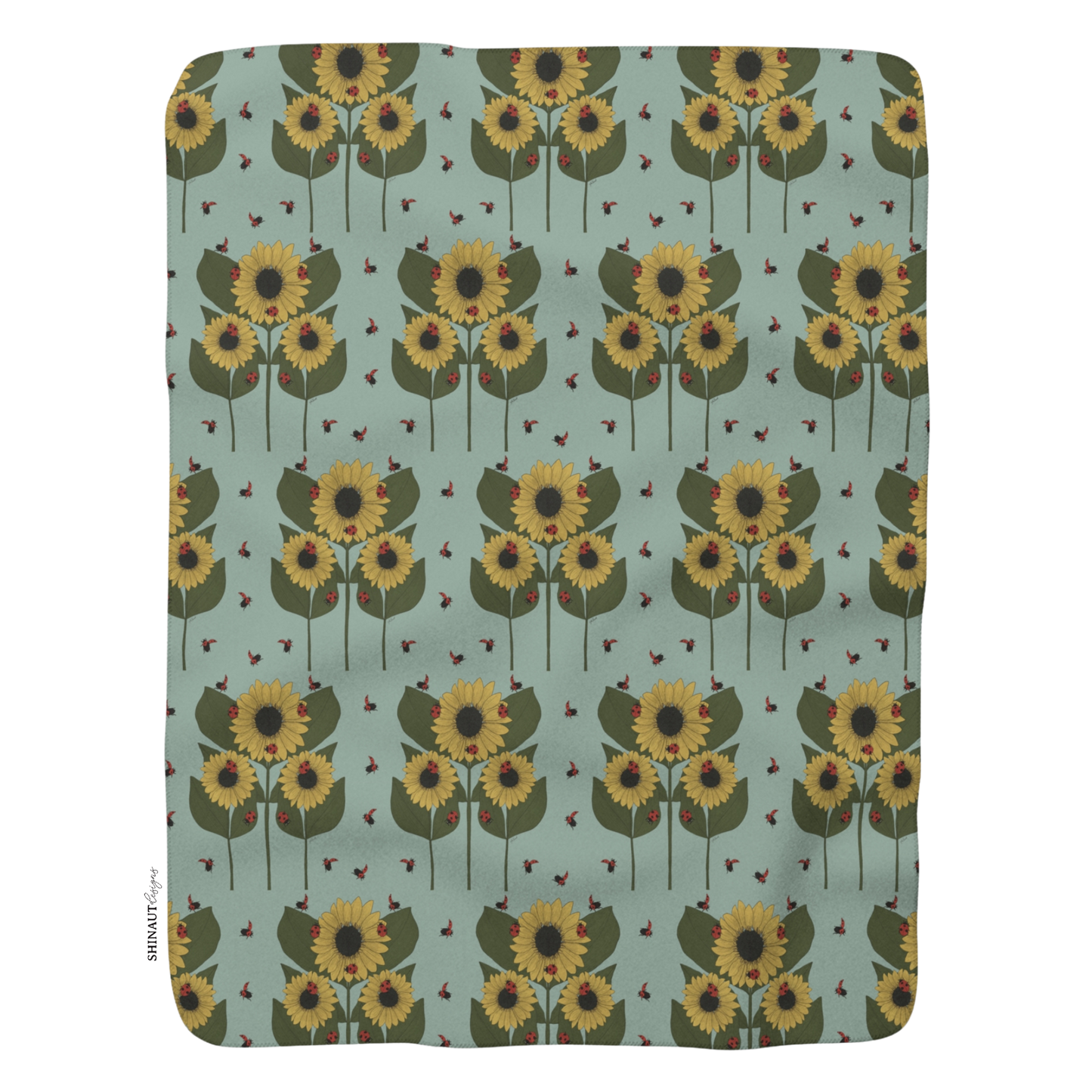 Sunflower Plants & Ladybugs sherpa_blanket_front_