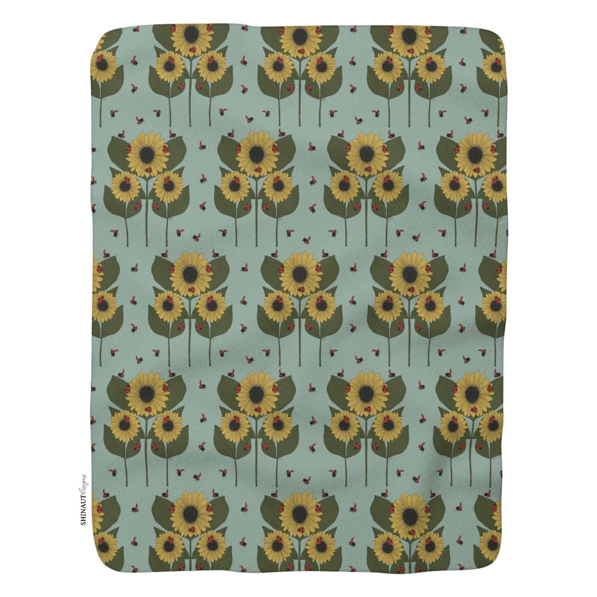 Sunflower Plants & Ladybugs sherpa_blanket_front_