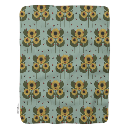 Sunflower Plants & Ladybugs sherpa_blanket_front_