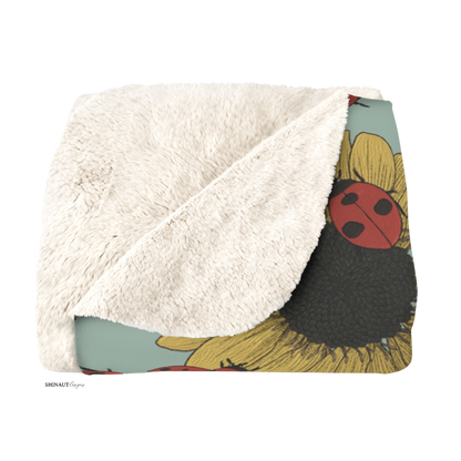 Sunflowers_Ladybugs_Sherpa_Fleece_Blanket_folded