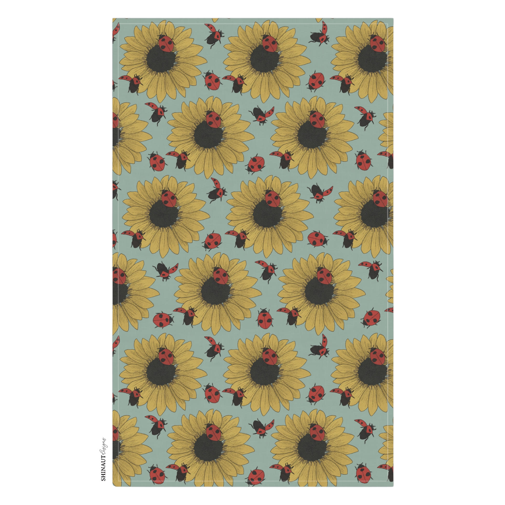 Sunflowers & Ladybugs Tea Towel Front