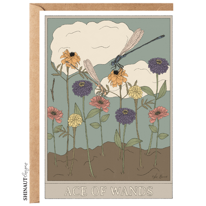 ace of wands tarot greeting card with kraft envelope 