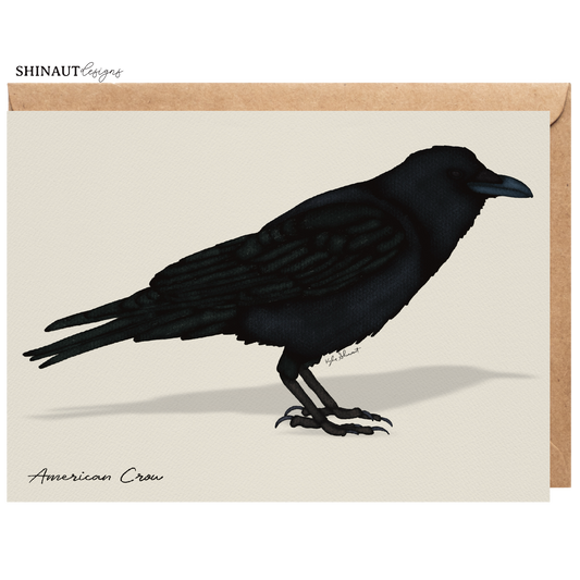 american crow greeting card with kraft envelope