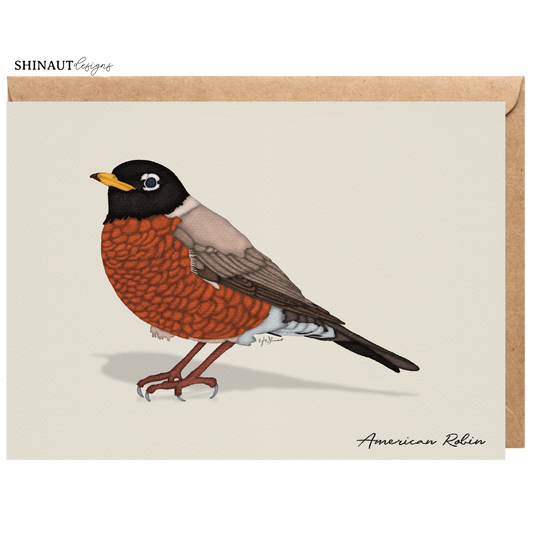 american robin greeting card with a kraft envelope