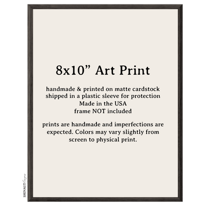 art print details in black picture frame