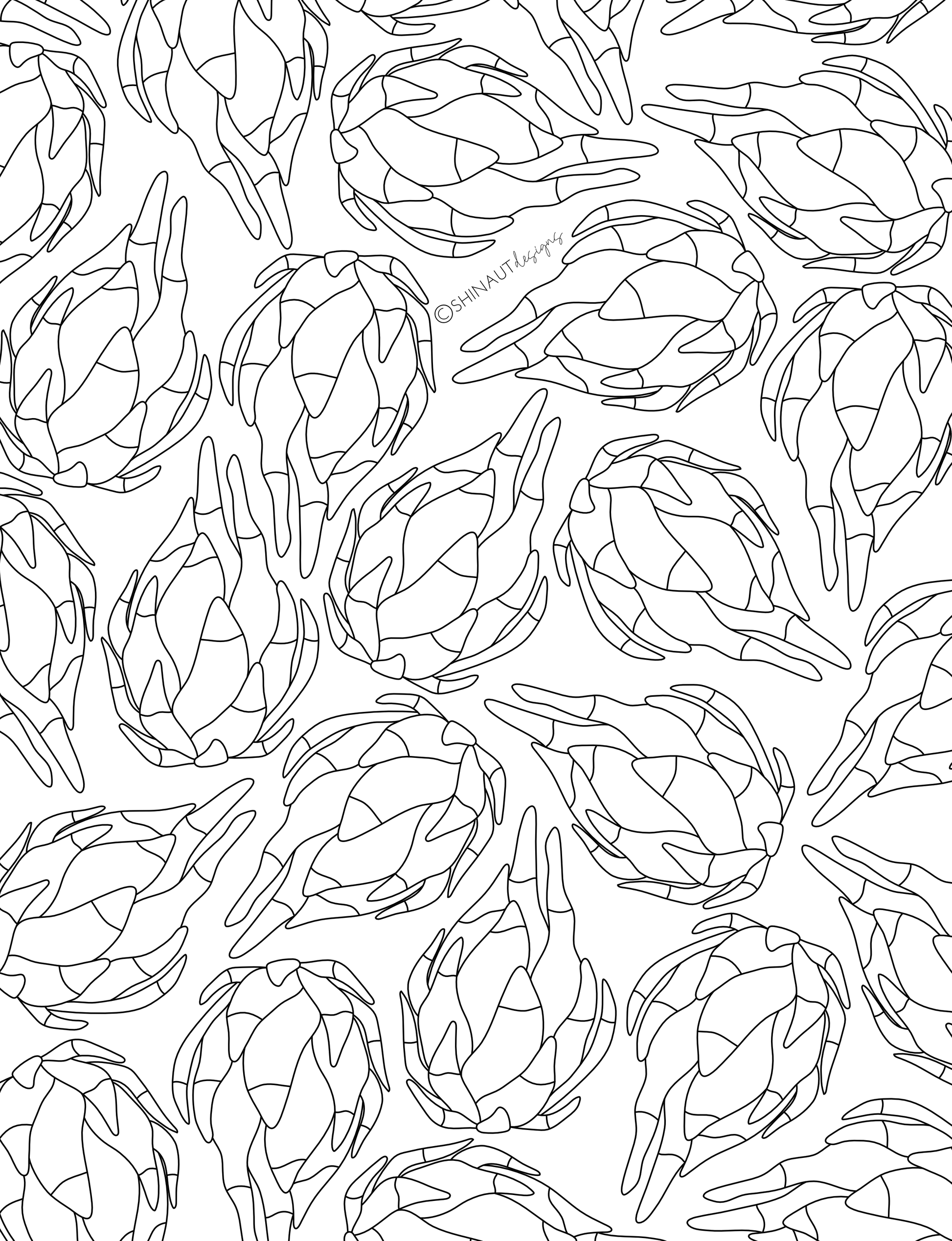 artichoke pattern coloring page digital download