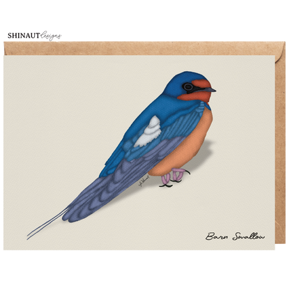 barn swallow greeting card with kraft envelope