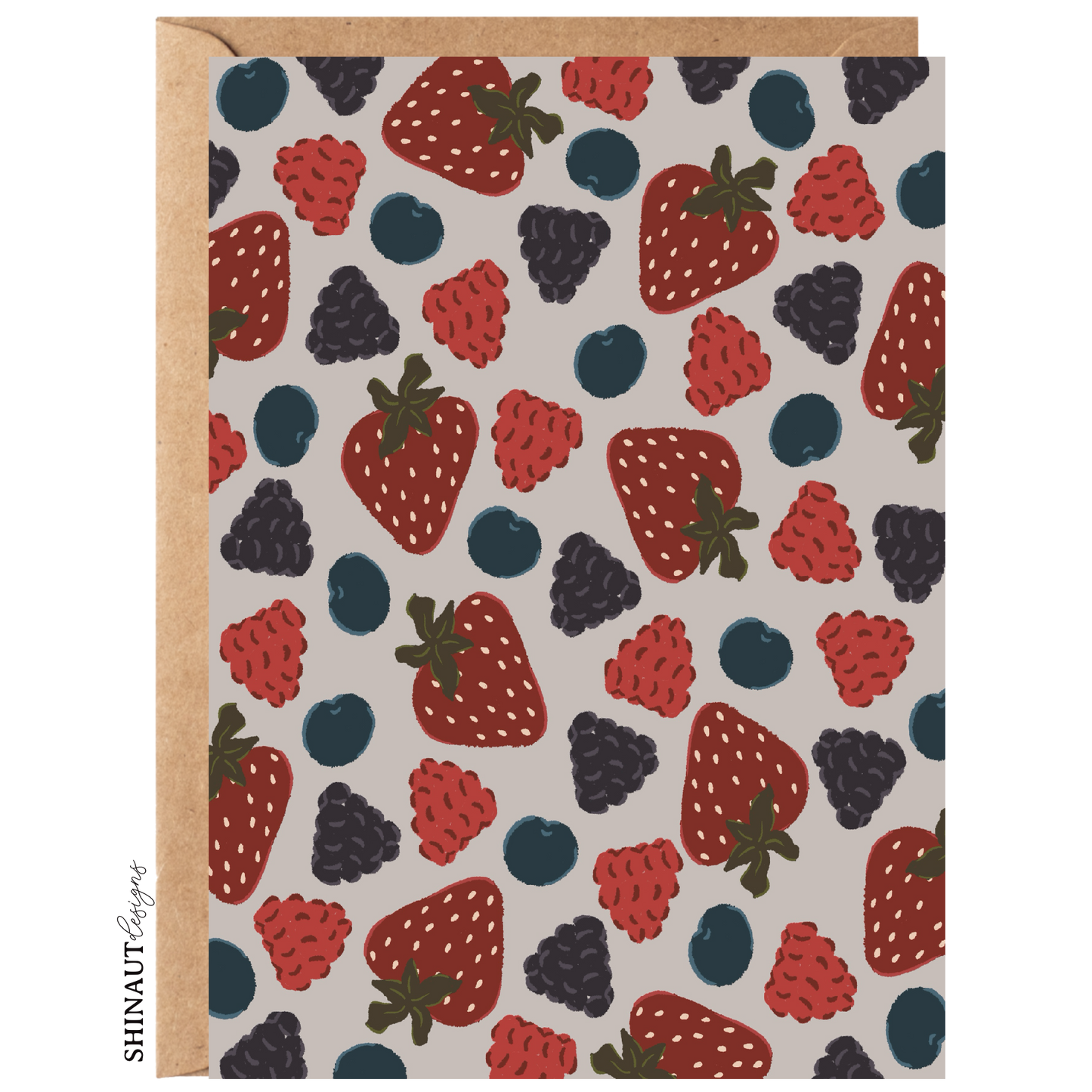 berry medley greeting card with kraft envelope