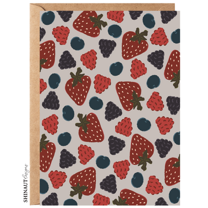 berry medley greeting card with kraft envelope