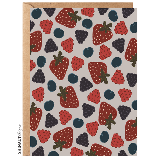 berry medley greeting card with kraft envelope