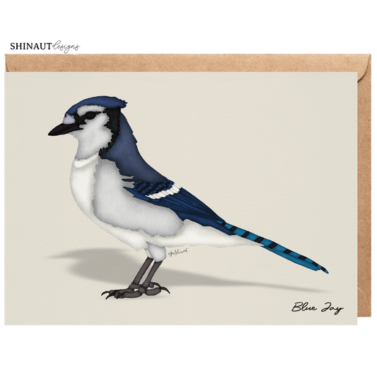 blue jay greeting card with kraft envelope