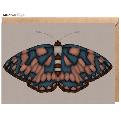 bohemian rust butterfly greeting card with kraft envelope