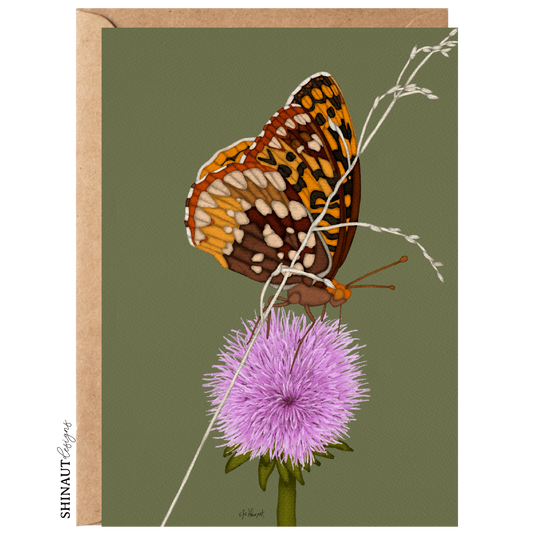 butterfly thistle greeting card with kraft envelope