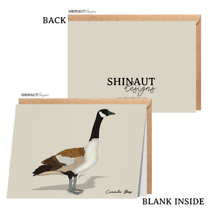 canada goose greeting card with kraft envelope showing front, inside and back of card