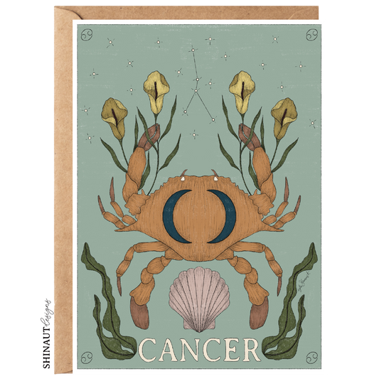 cancer zodiac greeting card with kraft envelope