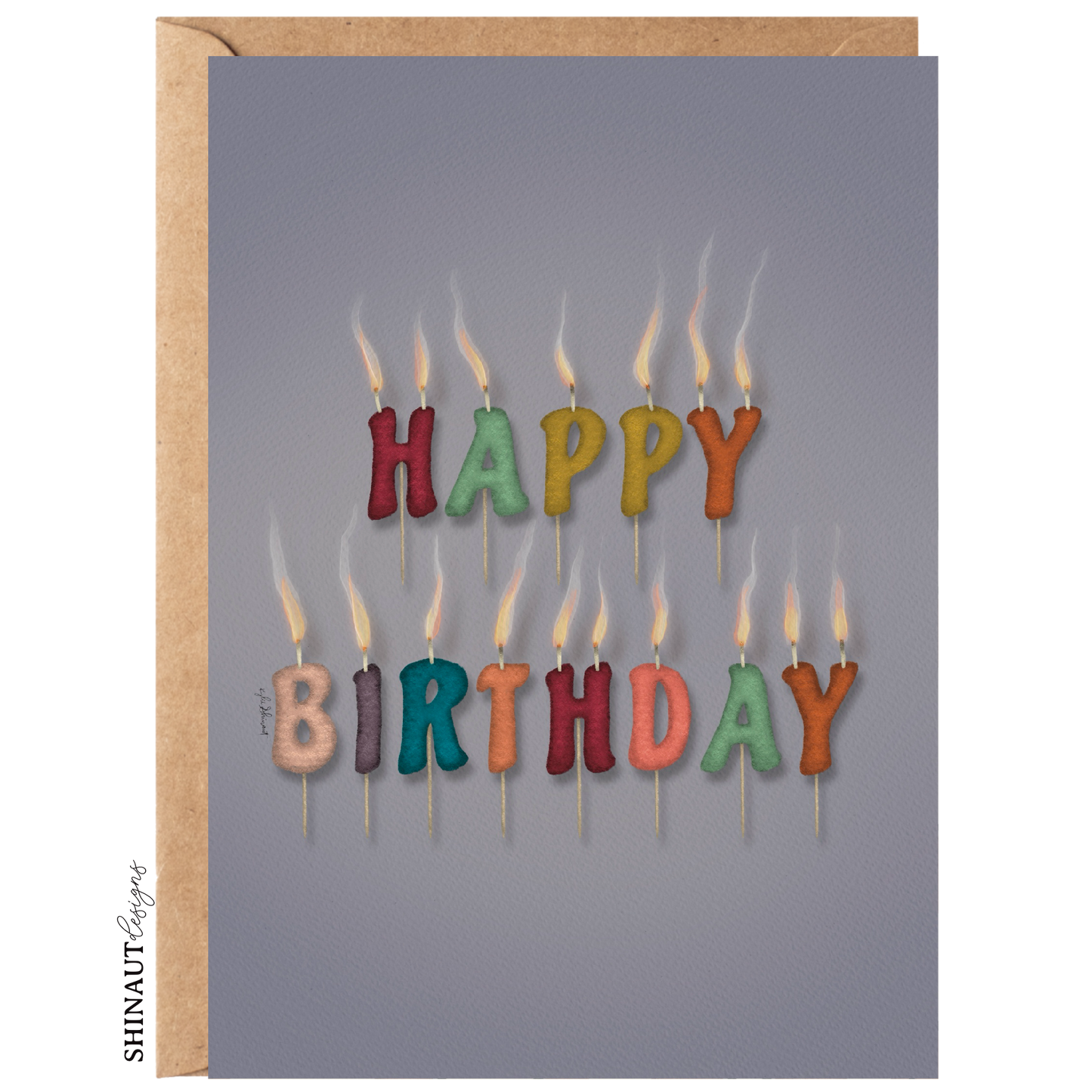 Imperfect Happy Birthday Cake Candles Greeting Card