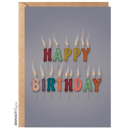 Imperfect Happy Birthday Cake Candles Greeting Card