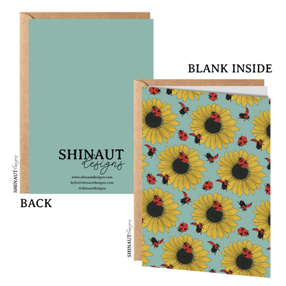 Sunflowers & Ladybugs Greeting Card