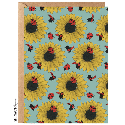 Sunflowers & Ladybugs Greeting Card