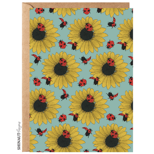 Sunflowers & Ladybugs Greeting Card