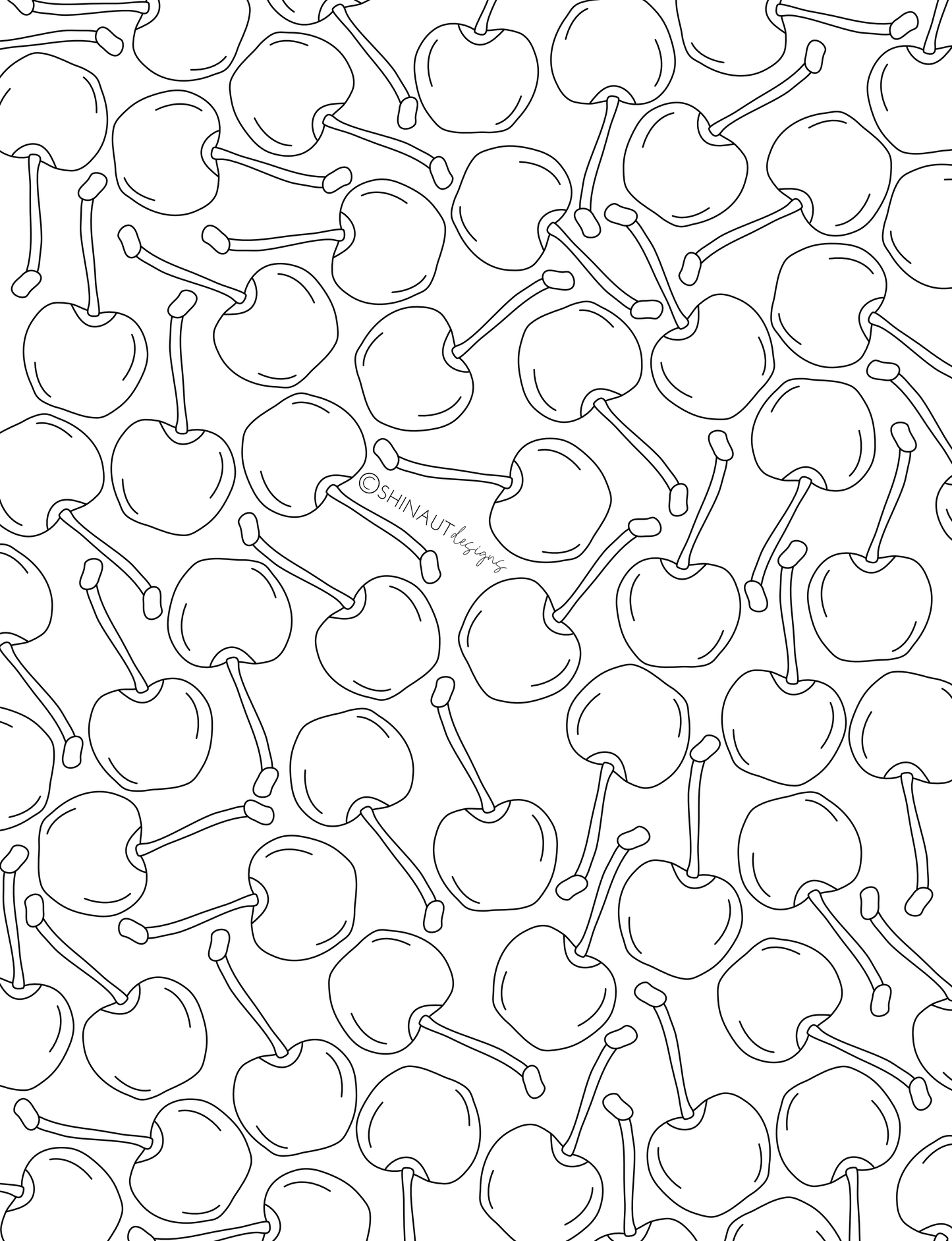 cherry pattern coloring page digital download