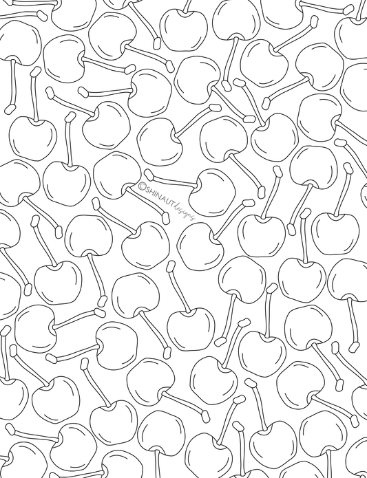 cherry pattern coloring page digital download