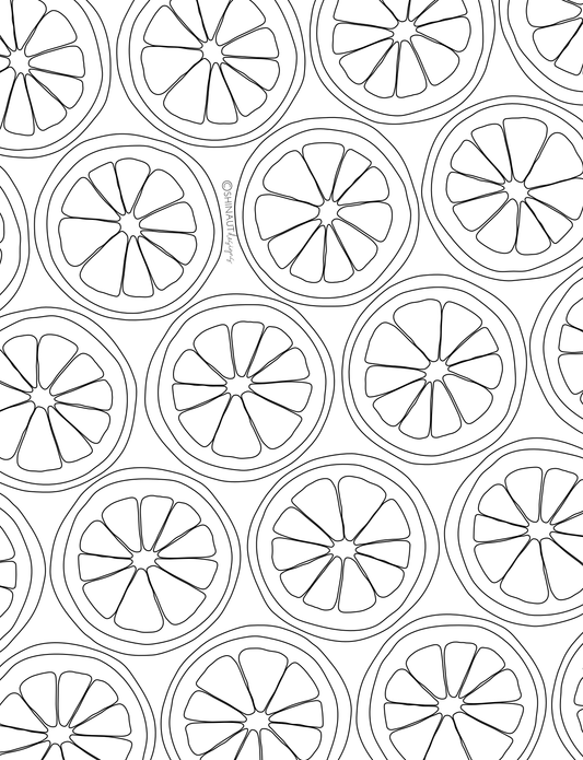 citrus slice pattern coloring page digital download