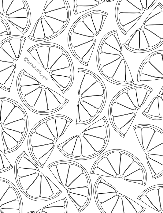 citrus wedge pattern coloring page digital download