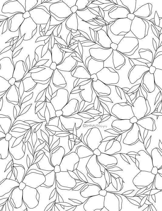 cosmo flower pattern coloring page digital download