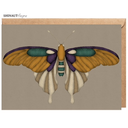 dark academia butterfly greeting card with kraft envelope