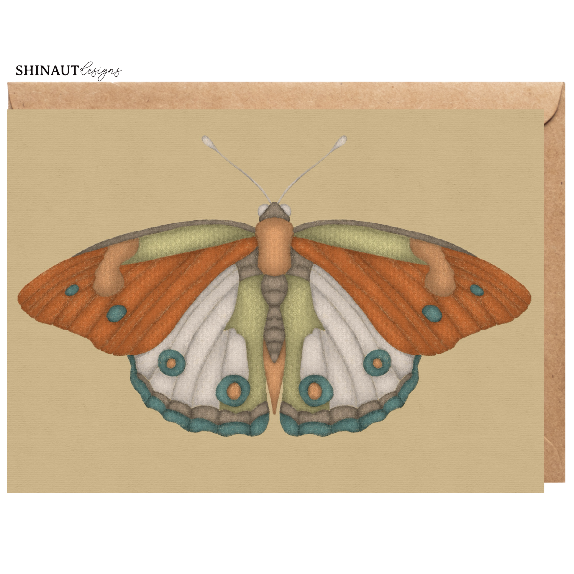 desert dreams butterfly greeting card with kraft envelope