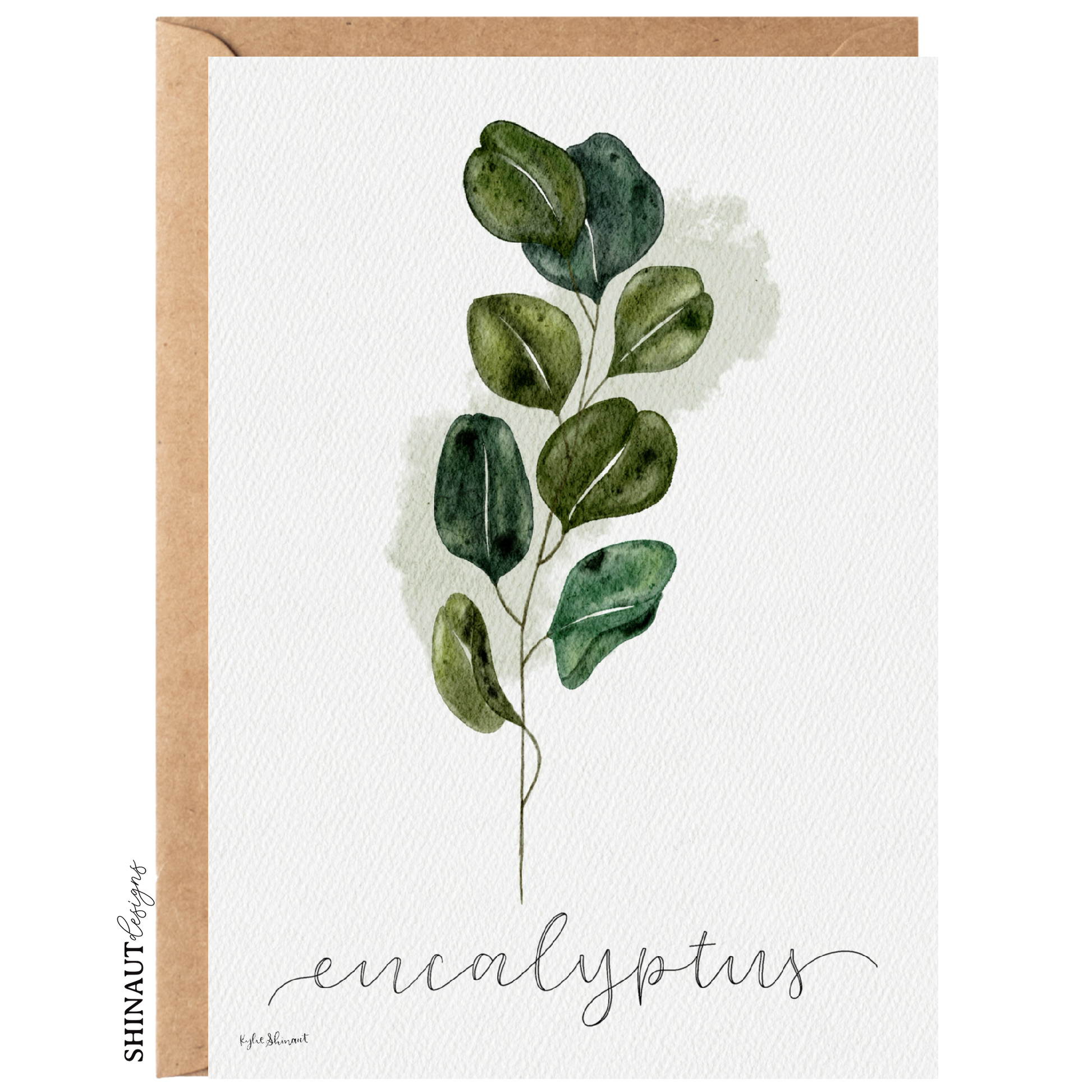 eucalyptus greeting card with kraft envelope