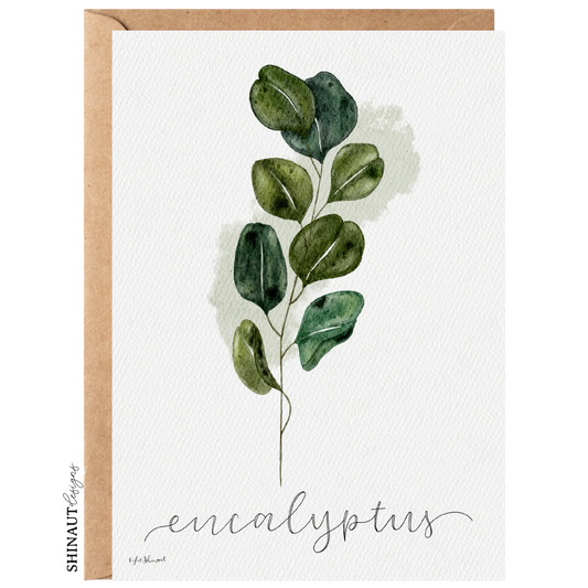 eucalyptus greeting card with kraft envelope