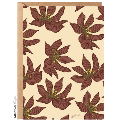 flower florets in rust greeting card with kraft envelope