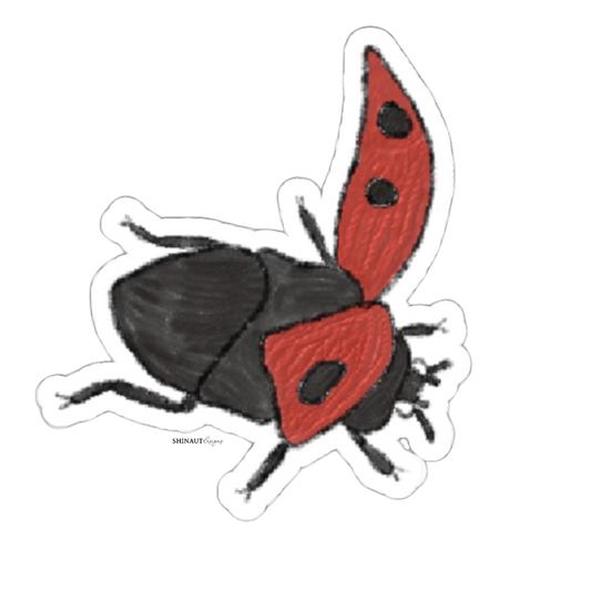 flying ladybug die-cut sticker