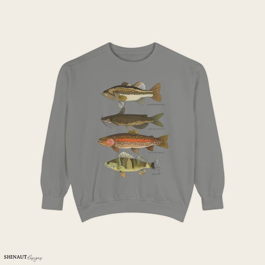 freshwater fish crewneck in grey