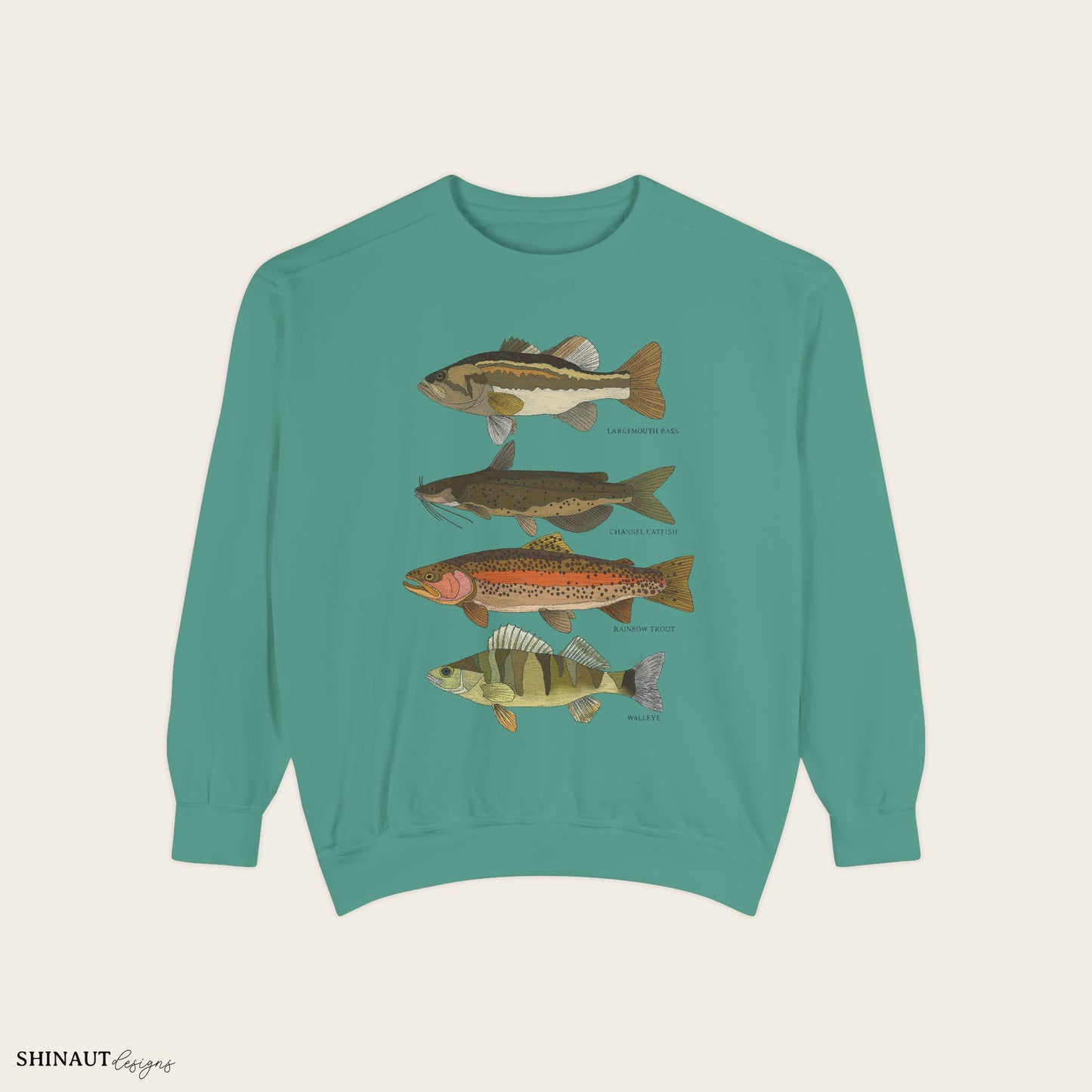 freshwater fish crewneck in light green