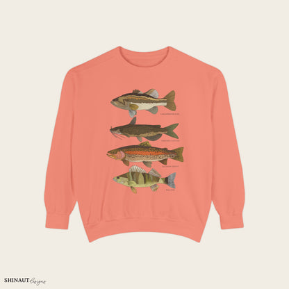 freshwater fish crewneck in terracotta