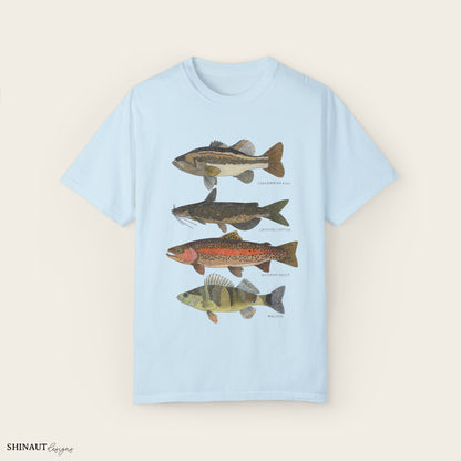 freshwater fish t-shirt in chambray