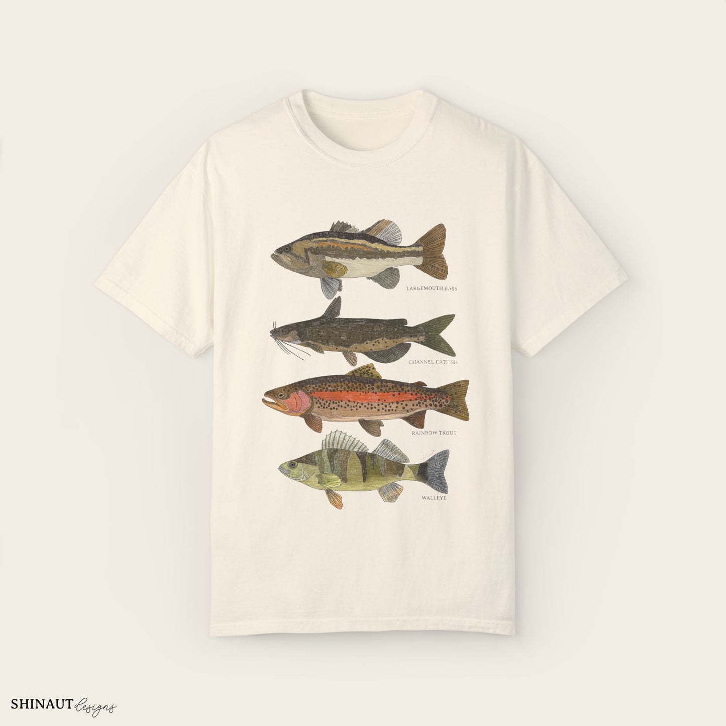 freshwater fish t-shirt in ivory