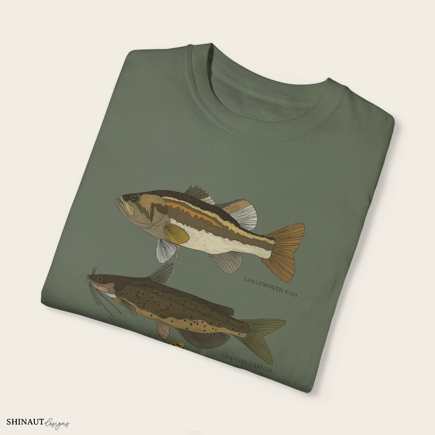 freshwater fish t-shirt in moss folded