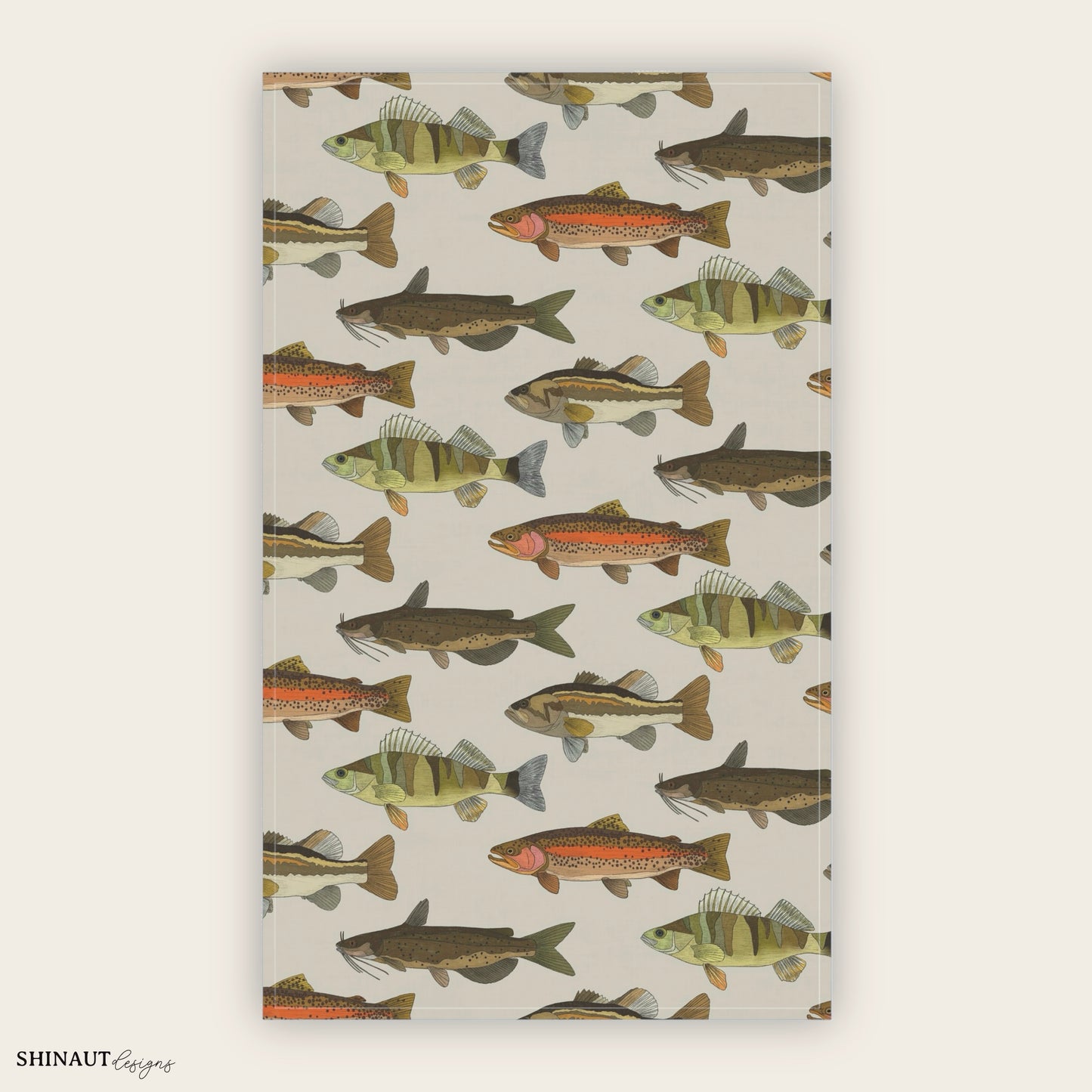 freshwater fish tea towel front view