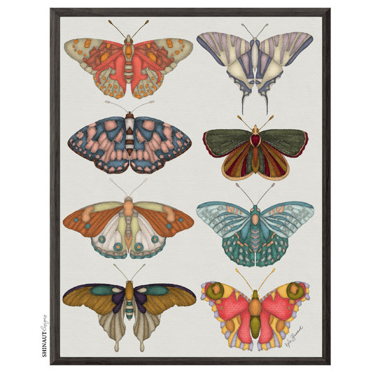 garden butterflies art print in black picture frames