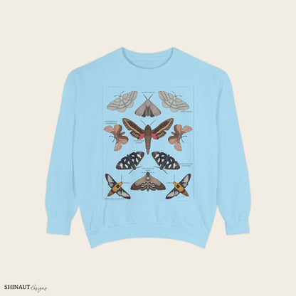 garden moths entomology classification crewneck in chambray